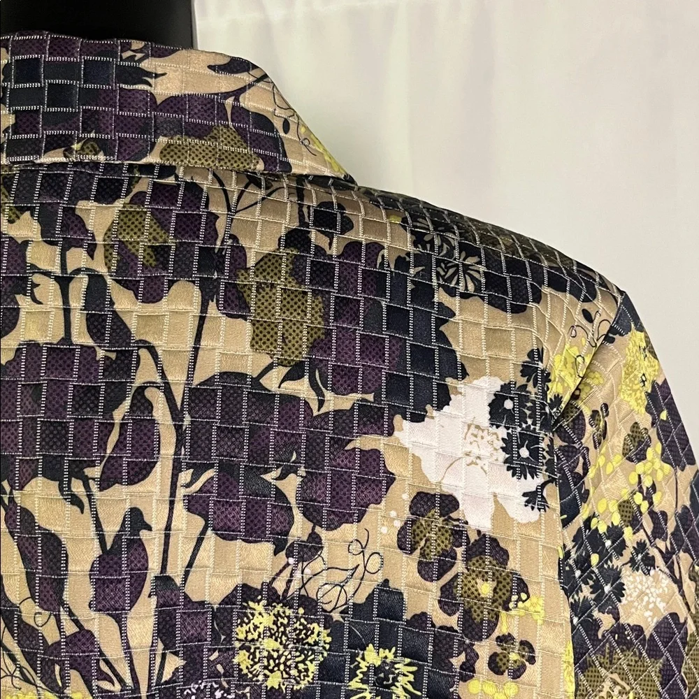 Christopher & Banks Multicolor Floral Print 3/4 Sleeve Button Front Jacket - Picture 12 of 16